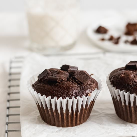 Chocolate Coffee Banana Muffins