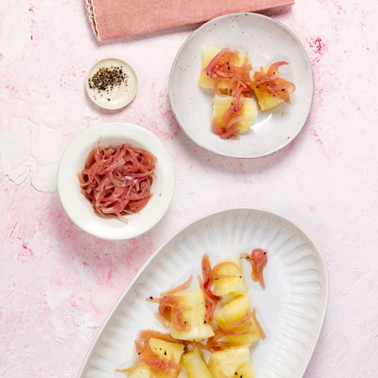Cassava with pickled onions