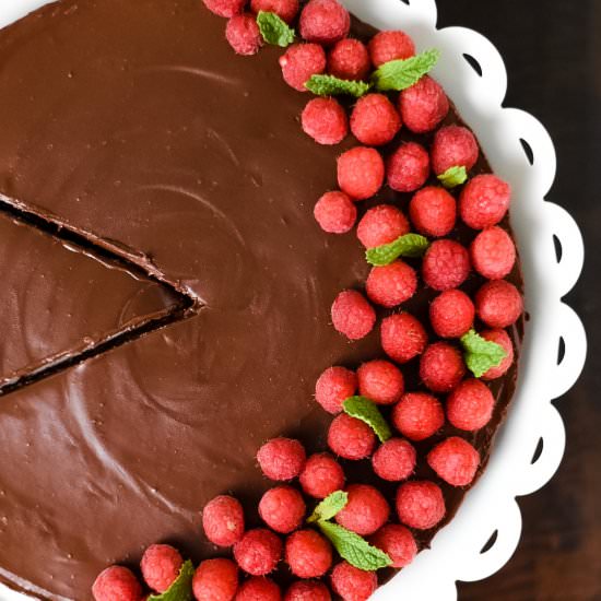 Vegan Chocolate Raspberry Tart