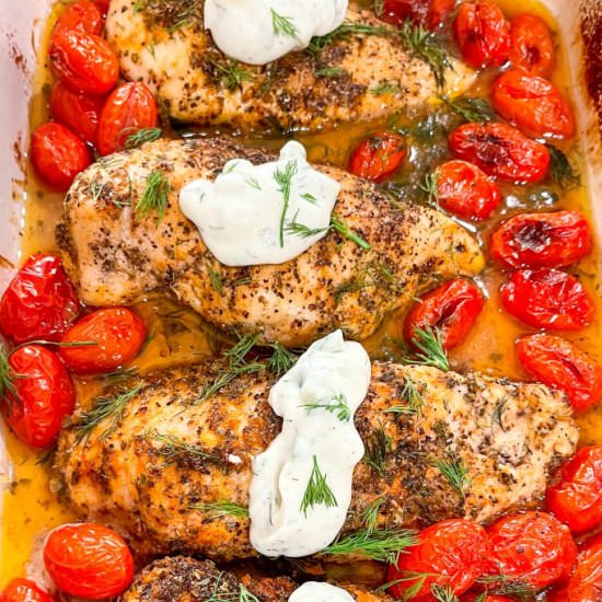 Weeknight Baked Chicken w Tzatziki