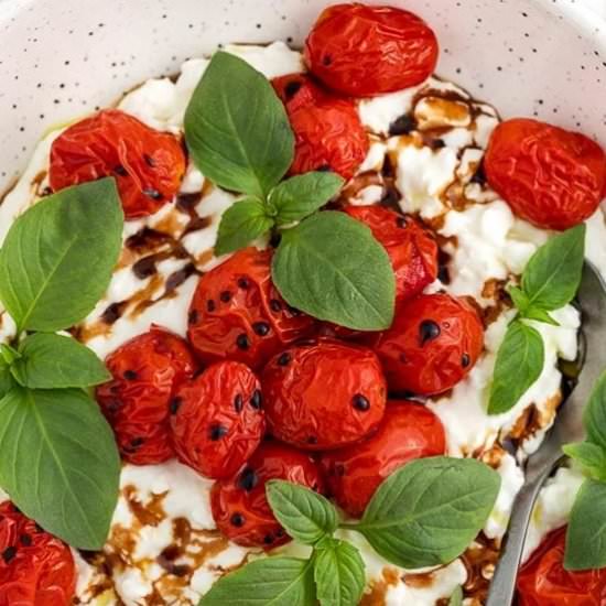 Tomato Cottage Cheese Caprese Bowl