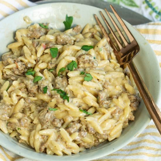One Pot Italian Sausage Orzo