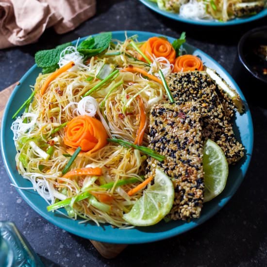 Vegan Cold Noodle Salad & Tofu