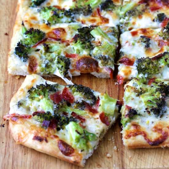 Broccoli Pizza with Three Cheeses
