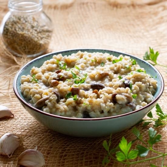 Pearl barley with mushrooms
