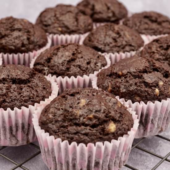 Double chocolate banana muffins