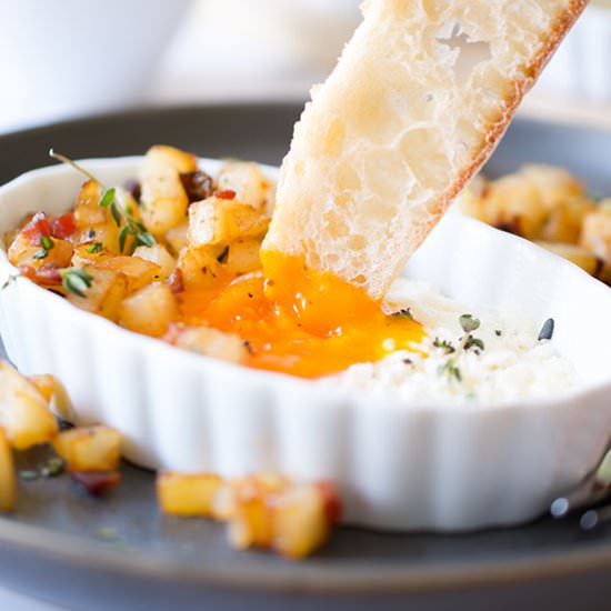 Baked Eggs with Goat Cheese