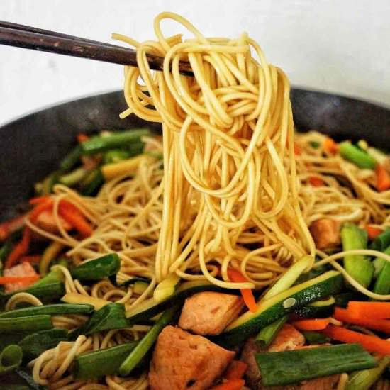 Salmon Noodle Stir Fry