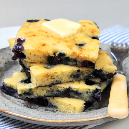 Sheet Pan Pancakes with Blueberries
