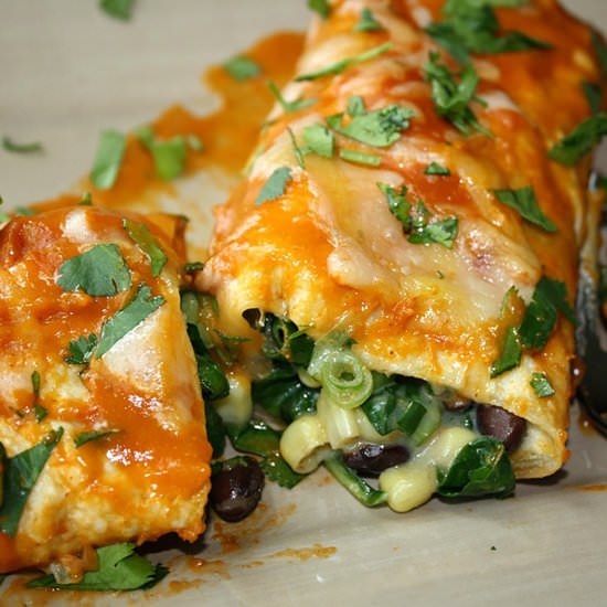 Black Bean Spinach Enchiladas