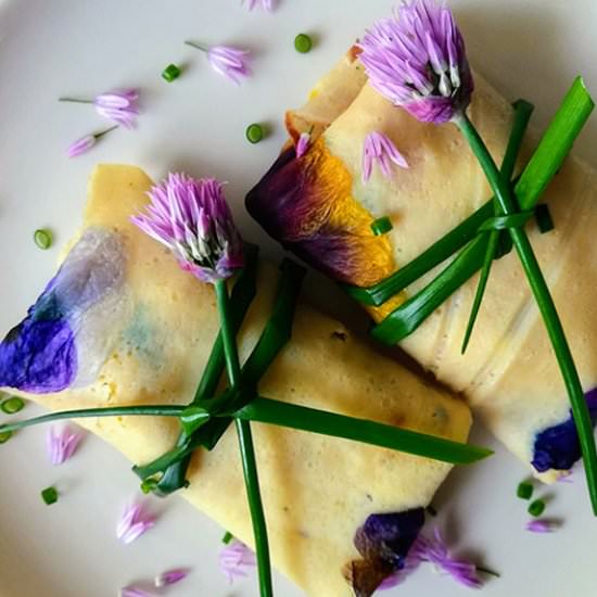 Chive Blossom & Pansy Crepes