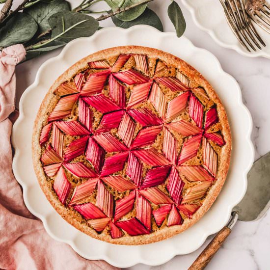 Rhubarb tart with frangipane