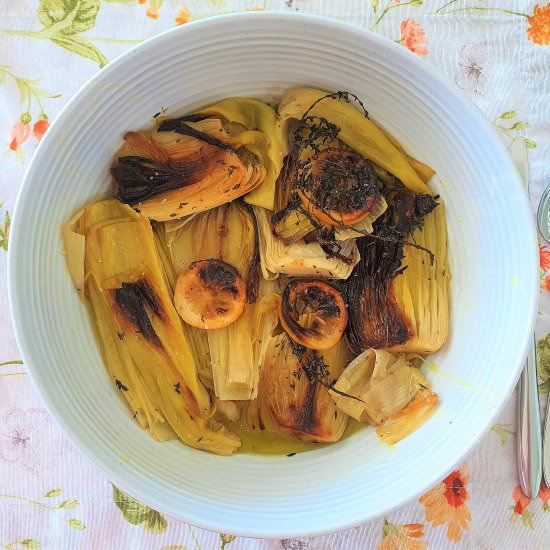 Braised leeks