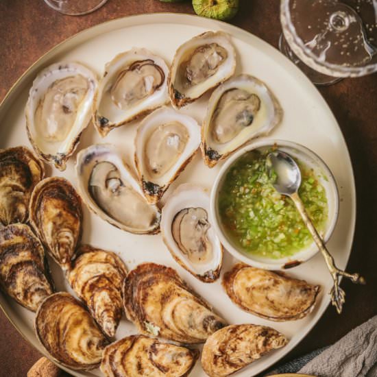 Oysters with Tomatillo Habanero