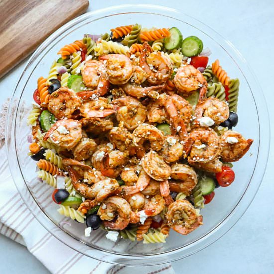 Healthy Shrimp Pesto Pasta Salad