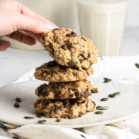 Vegan Choc Chip Oatmeal Cookies
