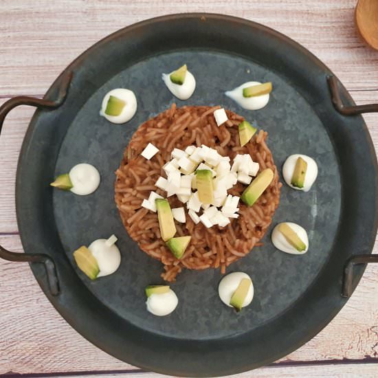 Dry fideo in black bean sauce