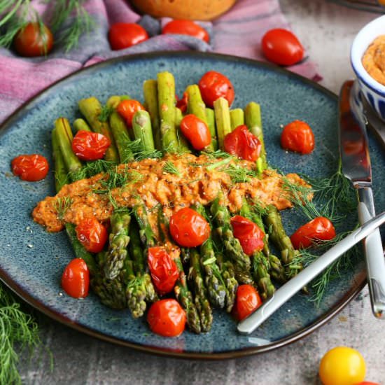 Roasted Green Asparagus with Tomato