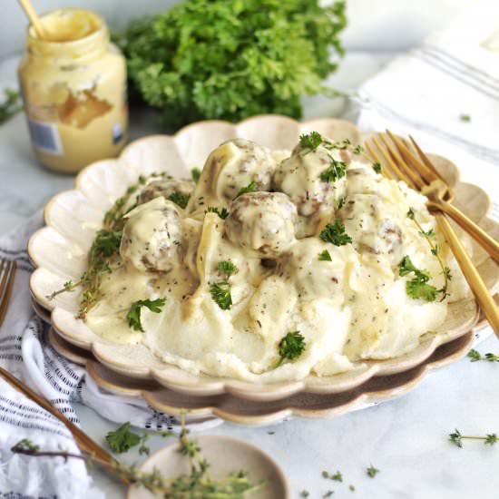 Meatballs in Dijon Gravy