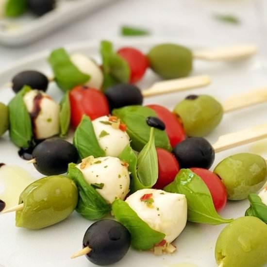 Caprese Skewers with Olives