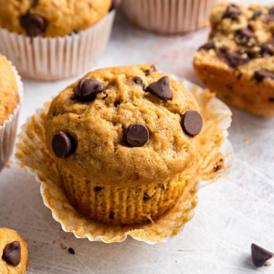 Tahini Chocolate Chip Banana Muffin