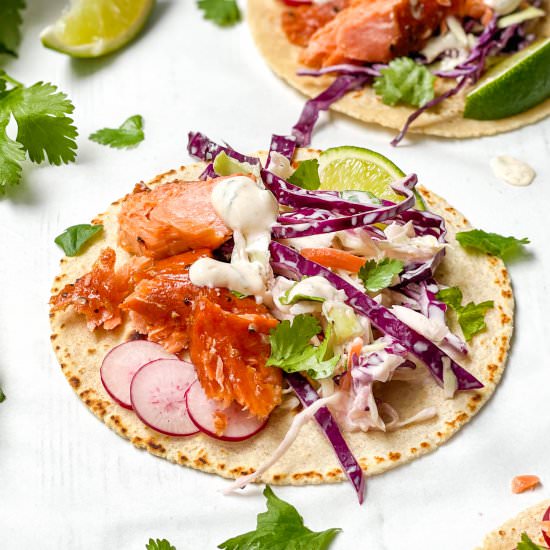 10 Minute No Cook Salmon Tacos