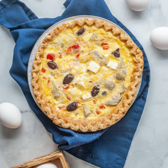 Lazy Quiche with Artichokes, Olives