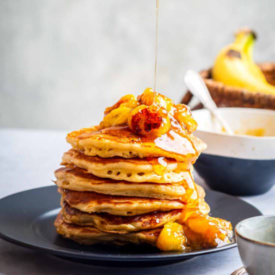 caramelized banana pancakes