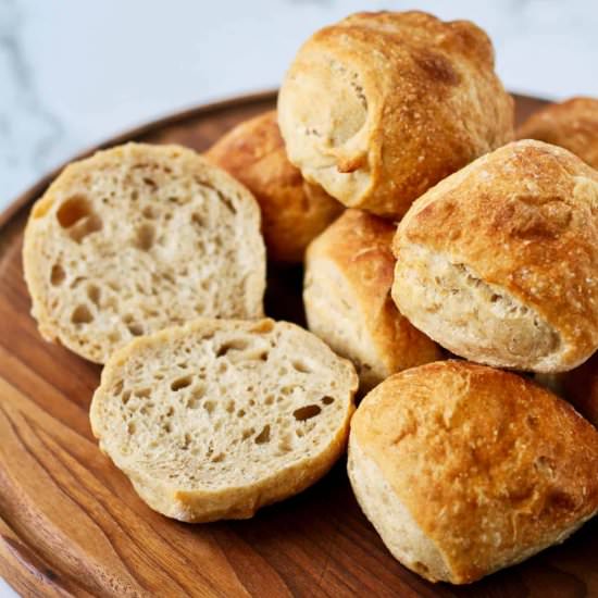 No Knead Rustic Dinner Rolls