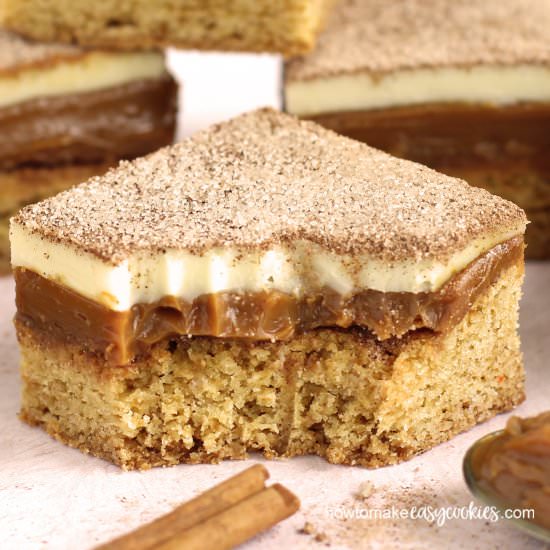 Caramel Snickerdoodle Cookie Bars