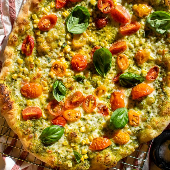 Marinated Tomato and Corn Pizza