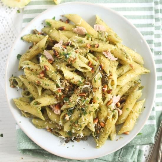 Quick Tuna Pesto Pasta