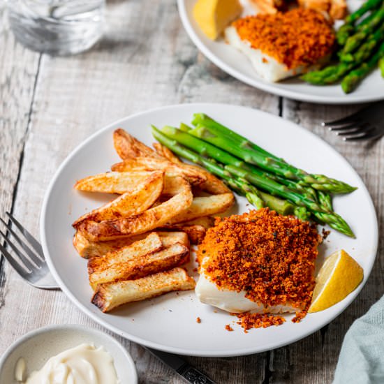 Cod with a Chorizo Breadcrumb Crust