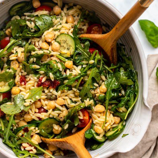 Triple Tomato Basil Orzo Salad