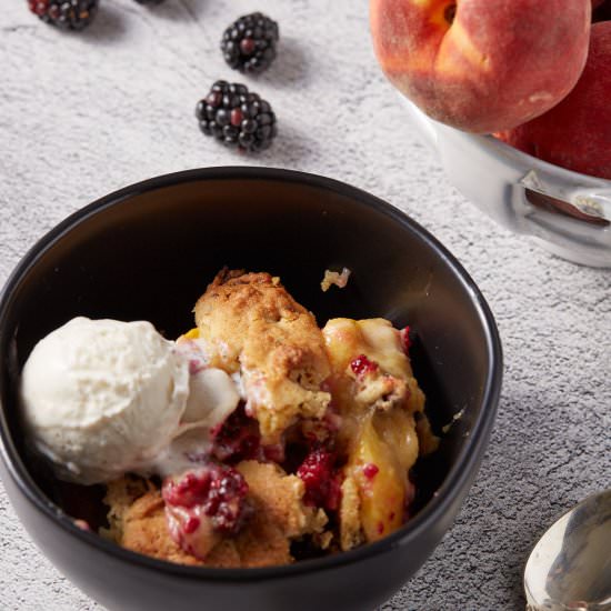 Blackberry Cobbler with Peaches
