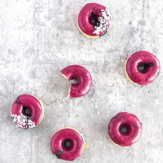 Baked Blueberry Glazed Donuts