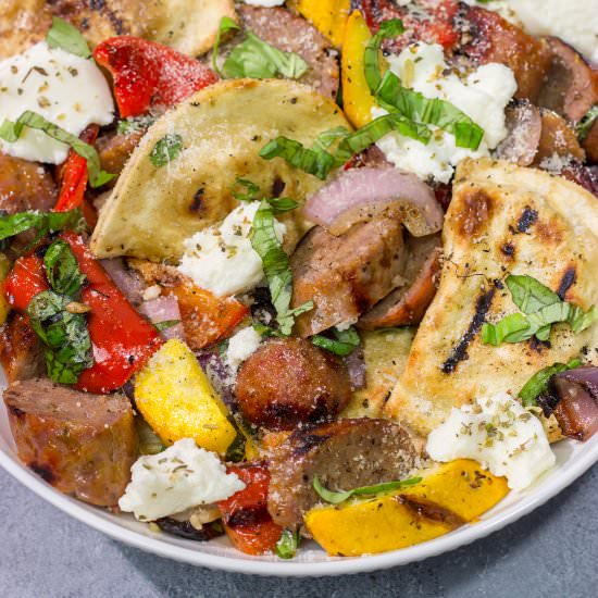 Grilled Pierogies w/ Sausage + Pepp