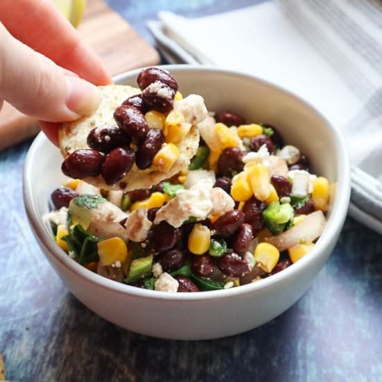 Healthy Corn Black Bean Feta Dip