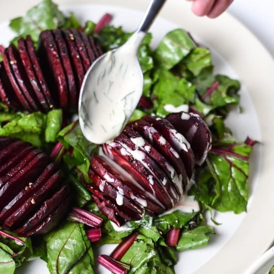 Roasted Beets and Dill Tahini Sauce