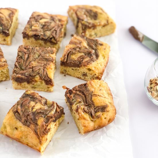 Hazelnut Banana Bread Bars