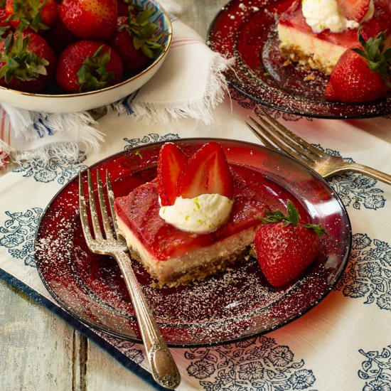 Strawberry Lime Cheesecake Bars