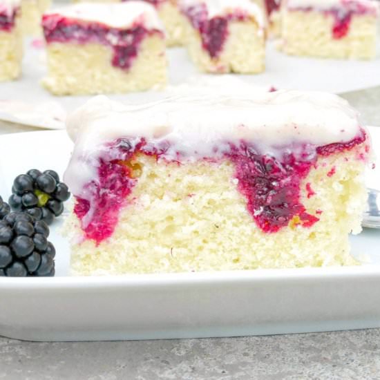 Blackberry & White Choc Poke Cake