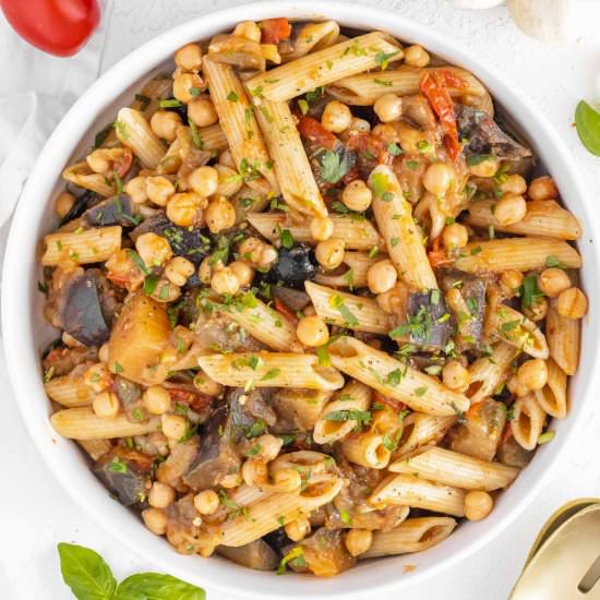 Chickpea Pasta with Eggplant