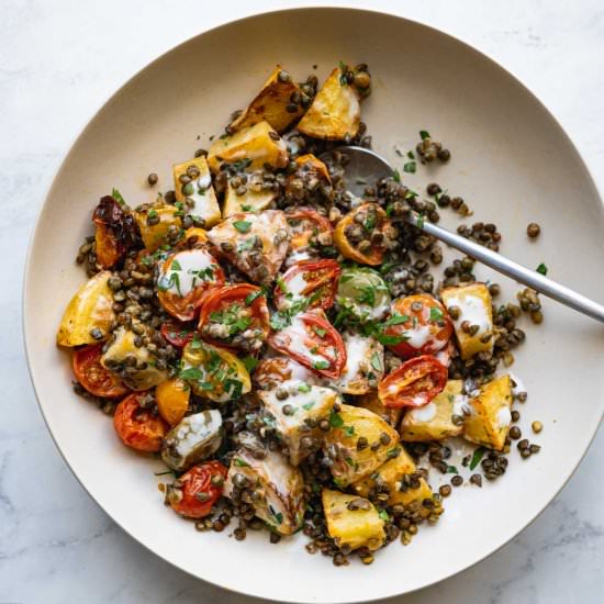 Warm Roasted Lentil & Potato Salad