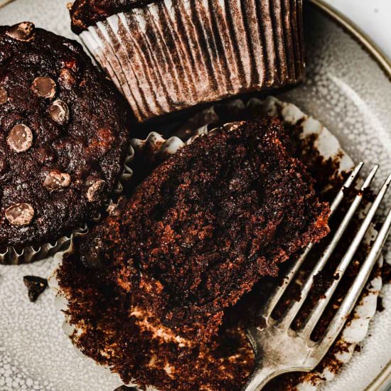 Double chocolate banana muffins