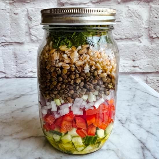 High-Protein Vegan Lentil Salad Jar