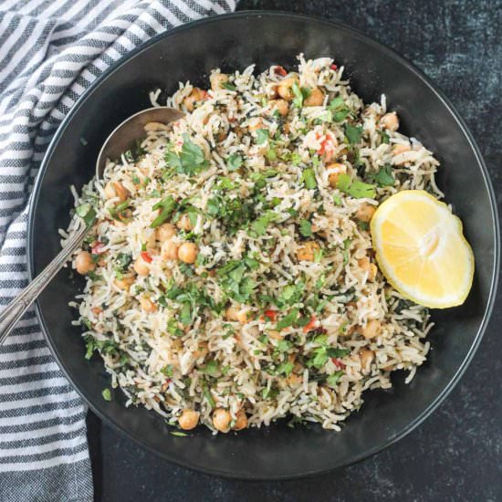 Spinach Rice and Chickpeas