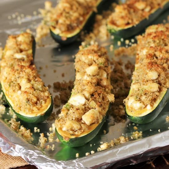 Broiled Zucchini with Feta Crumbs