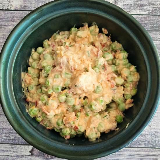 Cold pea and bacon salad