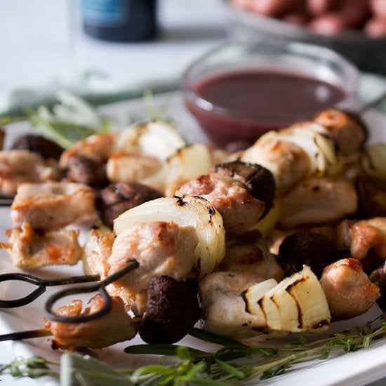 Grilled Coq au Vin Skewers